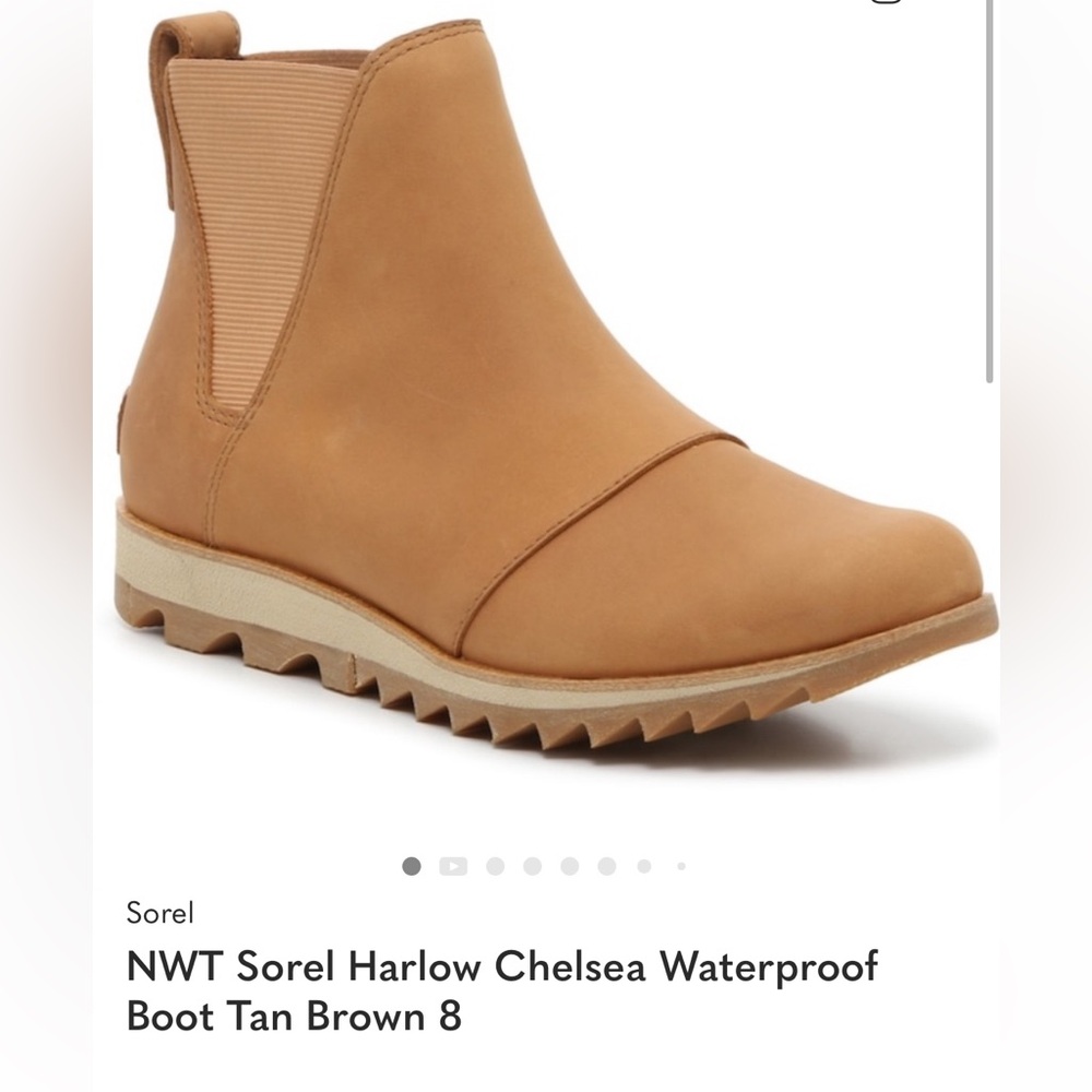 Sorel Harlow Chelsea Tan Leather Waterproof Ankle Boots 8